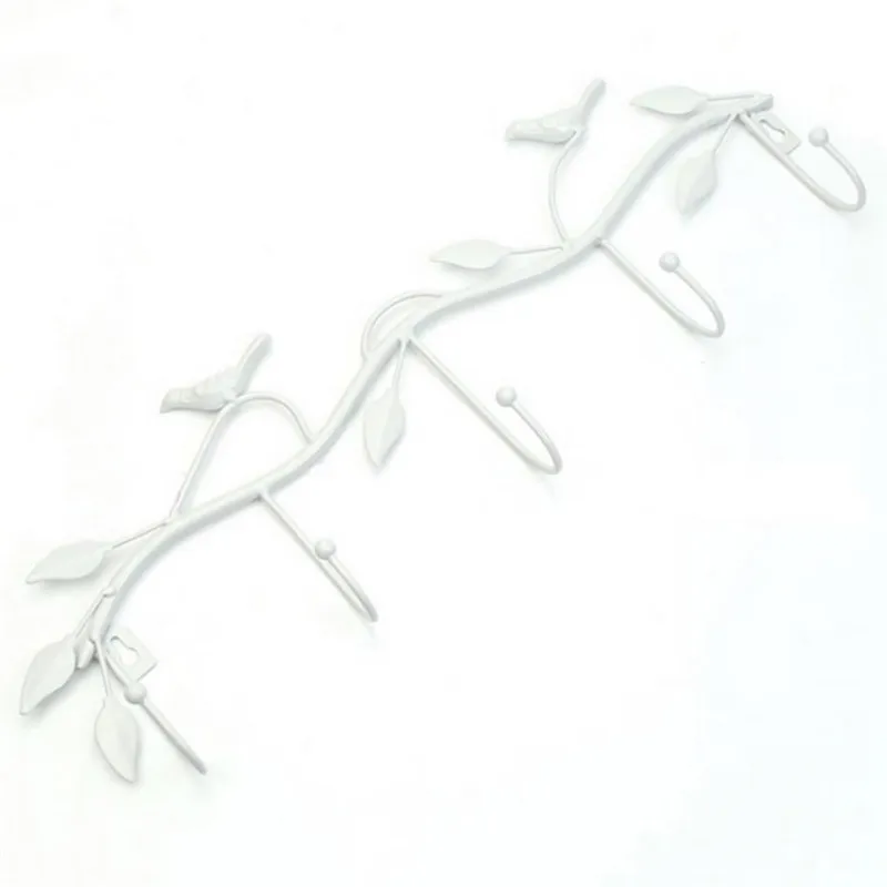 Креативные птичьи листья настенные крючки для кухни и ванной комнаты Органайзер вешалка Крючки металлический железный подвесной Стеллаж с 5 крючками