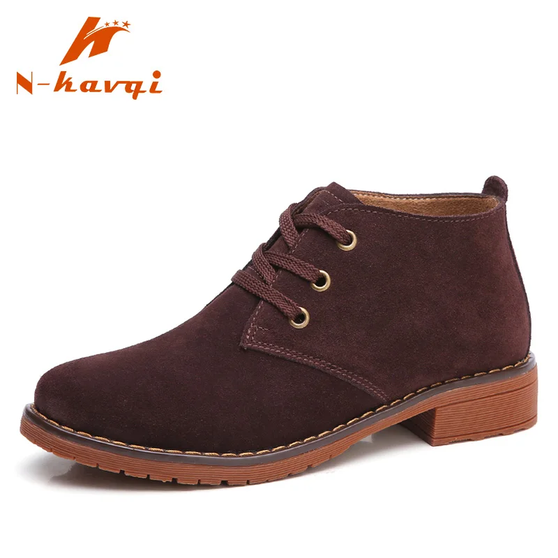 

NKAVQI Women Suede Leather Casual Shoes Ladies Fashion Platform Pumps Woman Ankle Non-slips Shoes Female Comfortable Footwear
