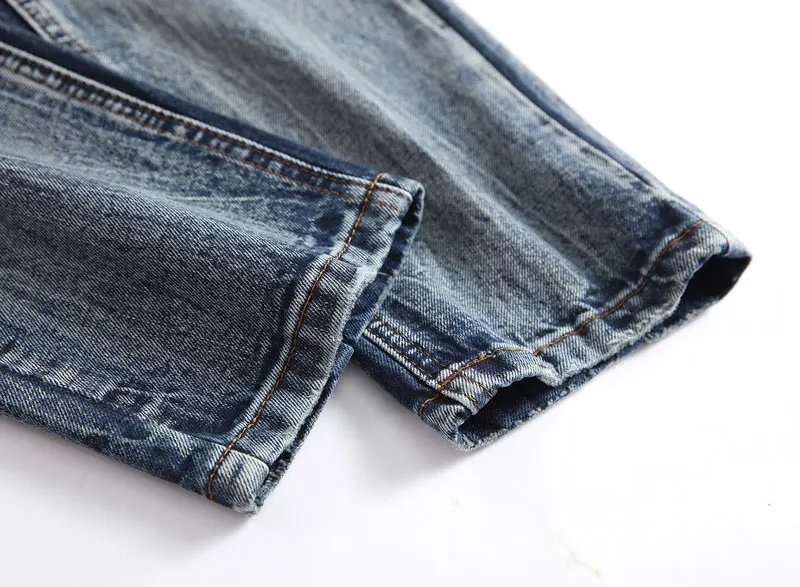 Новинка, мужские рваные прямые джинсы, повседневные брендовые джинсы с потертостями из хлопка, узкие джинсы, джинсовые штаны с дырками в стиле хип-хоп, Spijkerbroek Mannen