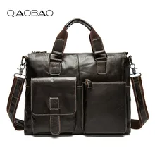 QIAOBAO Акция Винтаж натуральная кожа мужской портфель сумки-мессенджеры бизнес дорожная сумка портфель сумка для ноутбука