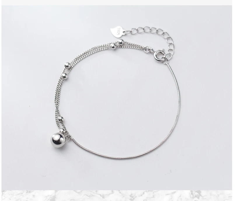 925 Серебряный полированный браслет из бисера двухслойная панцирная цепь тонкий браслет из змеиной цепи модные ювелирные изделия для женщин