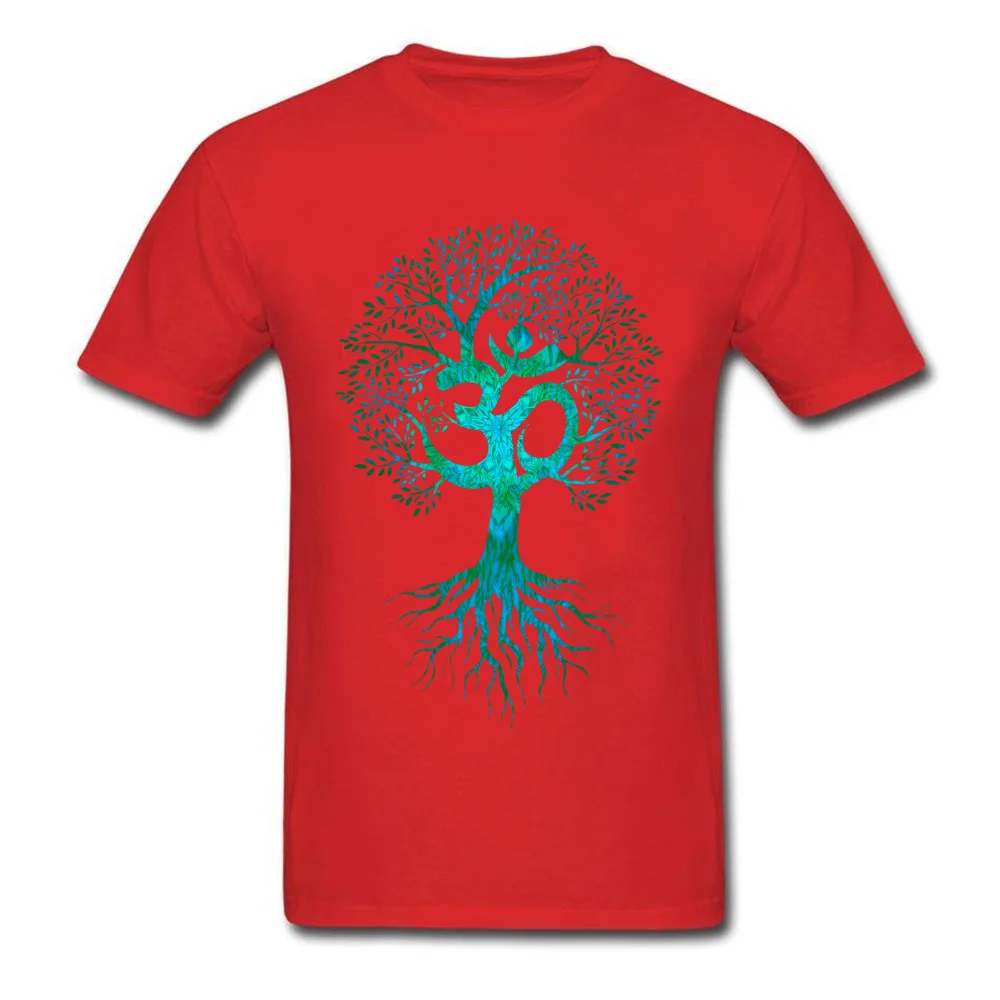  Mens Tshirts Om Tree Of Life Europe Tops & Tees Cotton Fabric O-Neck Short Sleeve Slim Fit Tops Shirt Labor Day Om Tree Of Life red