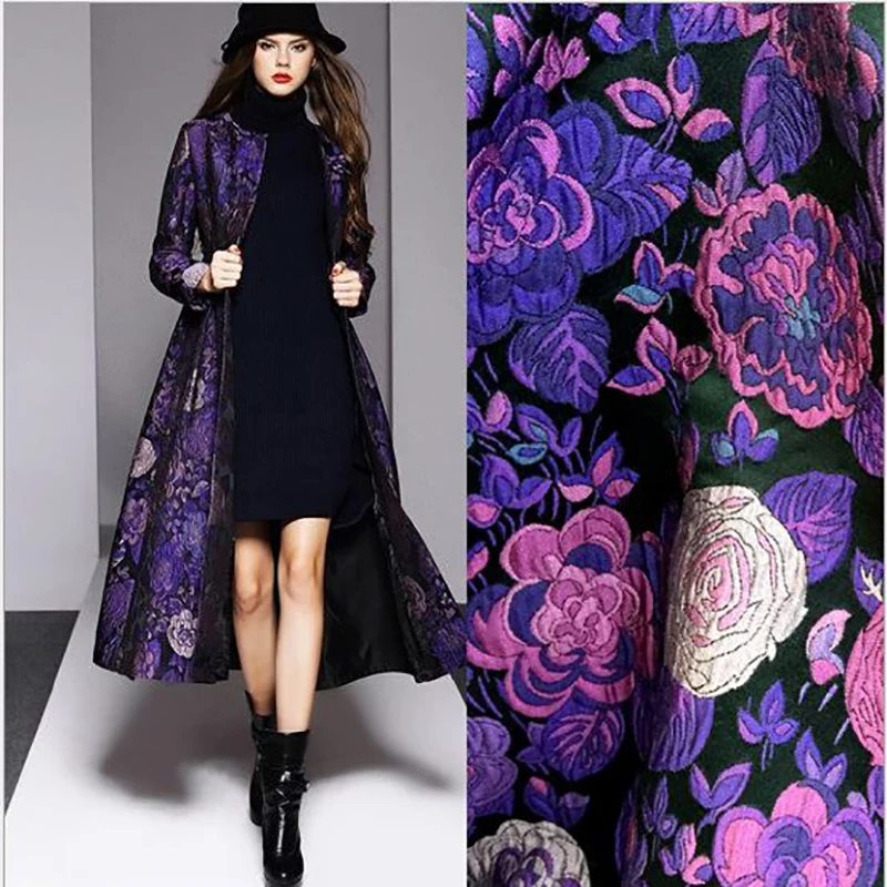 

145cm width France Imported Metallic Jacquard Brocade Fabric,3D jacquard yarn dyed fabric patchwork for Women Coat Dress Skirt