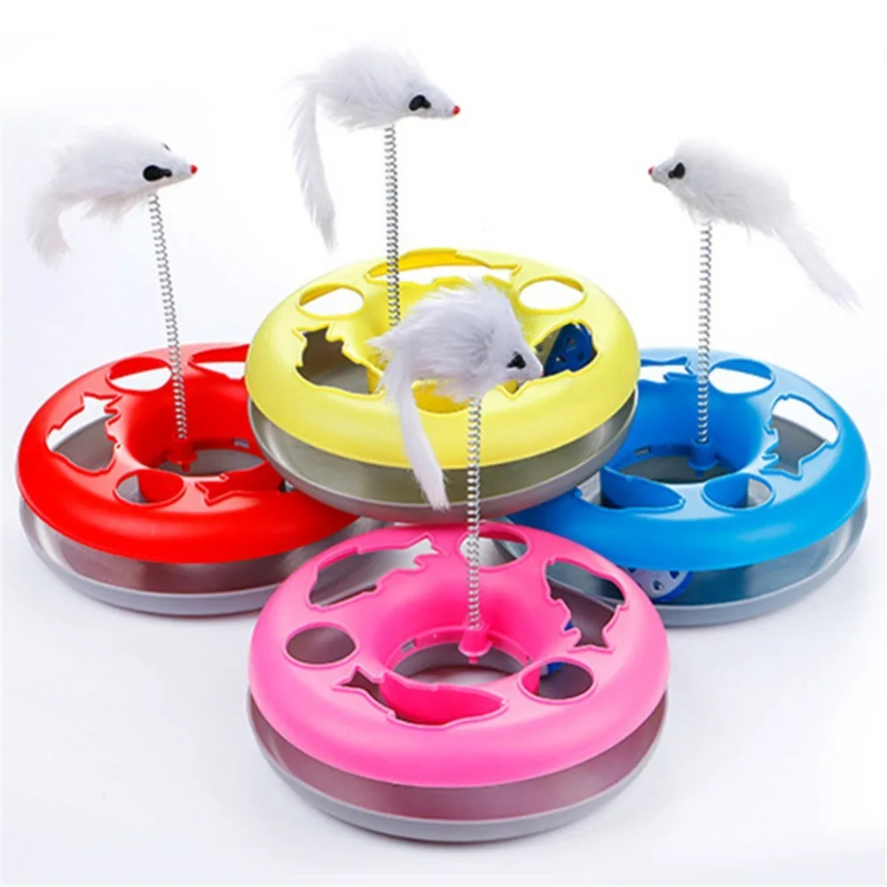 4 Colos Cat training toys Single - layer Amusement Plate Mouse Spring Cat Toys Cat Turntable Pet Interactive Toys Cat Supplies 4 Colos Cat training toys Single - layer Amusement Plate Mouse Spring Cat Toys Cat Turntable Pet Interactive Toys Cat Supplies