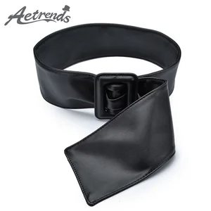 [AETRENDS] Fashion PU Leather Women Wide Cinch Belt Cummerbunds Strap Belts For Dresses Girl High Waist Slim Girdle Belt D-0086