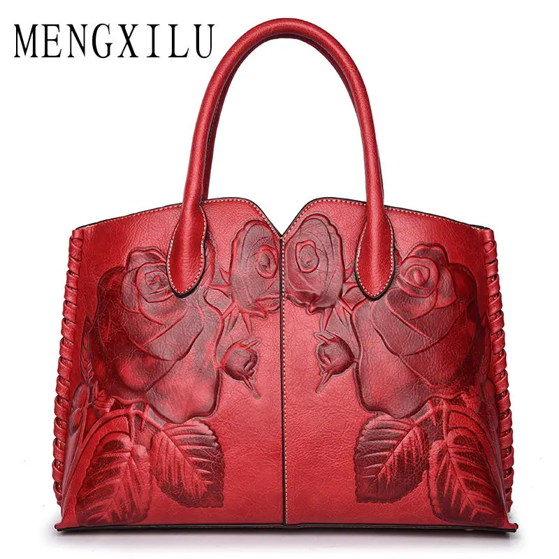 

MENGXILU Big Casual Tote Bags Handbags Women Famous Brand Designer Chinese Style 2018 Fashion Flower Bag Women High Quality Sac