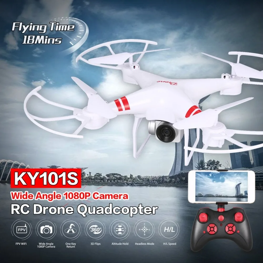 

KY101S WiFi FPV Wide Angle 1080P Camera Selfie RC Drone Altitude Hold Headless Mode 3D Flips One Key Return Quadcopter 18Mins