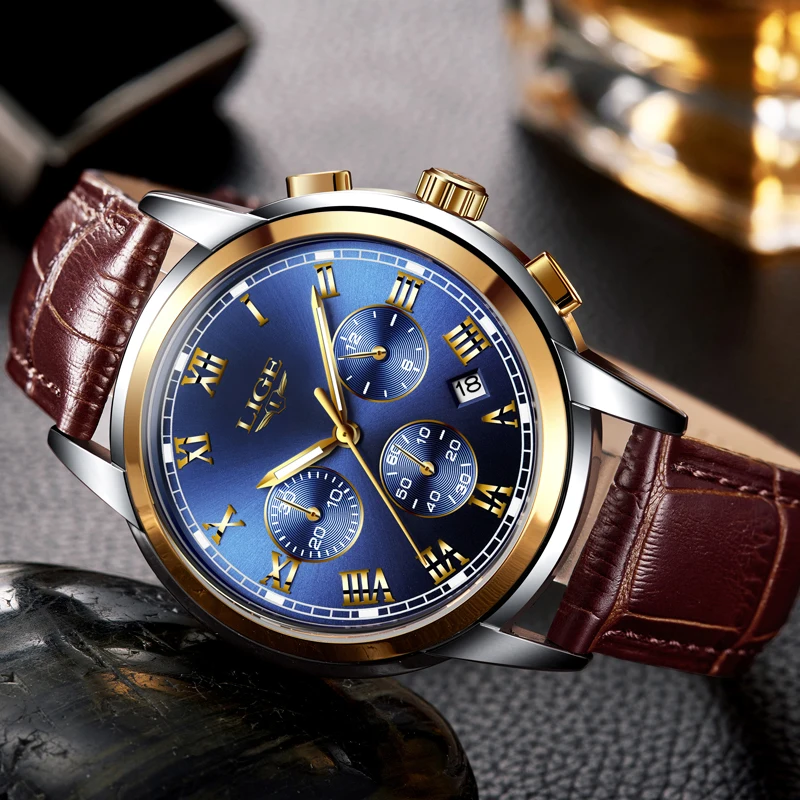 LIGE для мужчин s часы лучший бренд класса люкс мужская мода бизнес водонепроницаемый кварцевые часы для мужчин повседневные кожаные часы Relogio Masculino