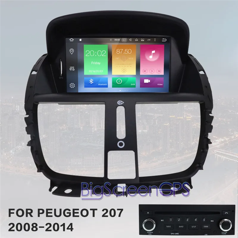 Sale Android 9.0 4+64GB Car GPS Navigation Car DVD Player For Peugeot 207 2008-2014 autostereo headunit radio multimedia built in DSP 4
