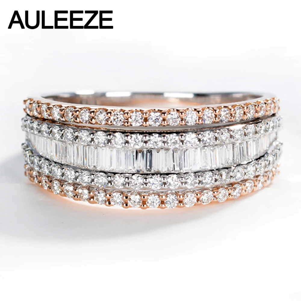 AULEEZE роскошное 1 2 CTTW кольцо из натурального бриллианта 18K Белое розовое золото