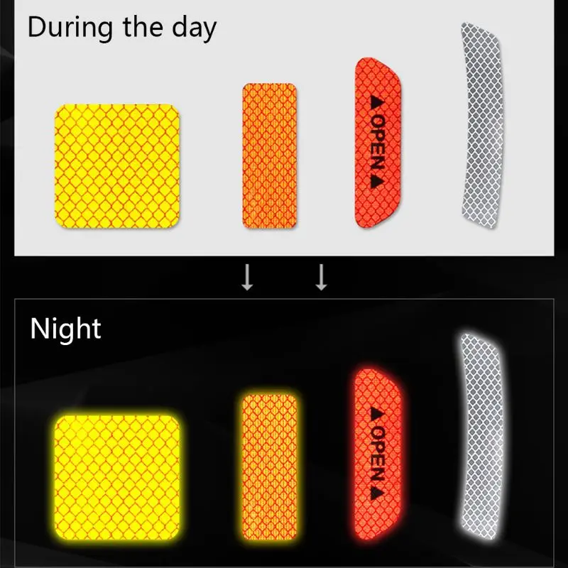 2 шт., автомобильные Светоотражающие предупреждающие полосы, лента для автомобильного бампера, светоотражающие полосы, безопасные светоотражающие наклейки, наклейки для автомобиля