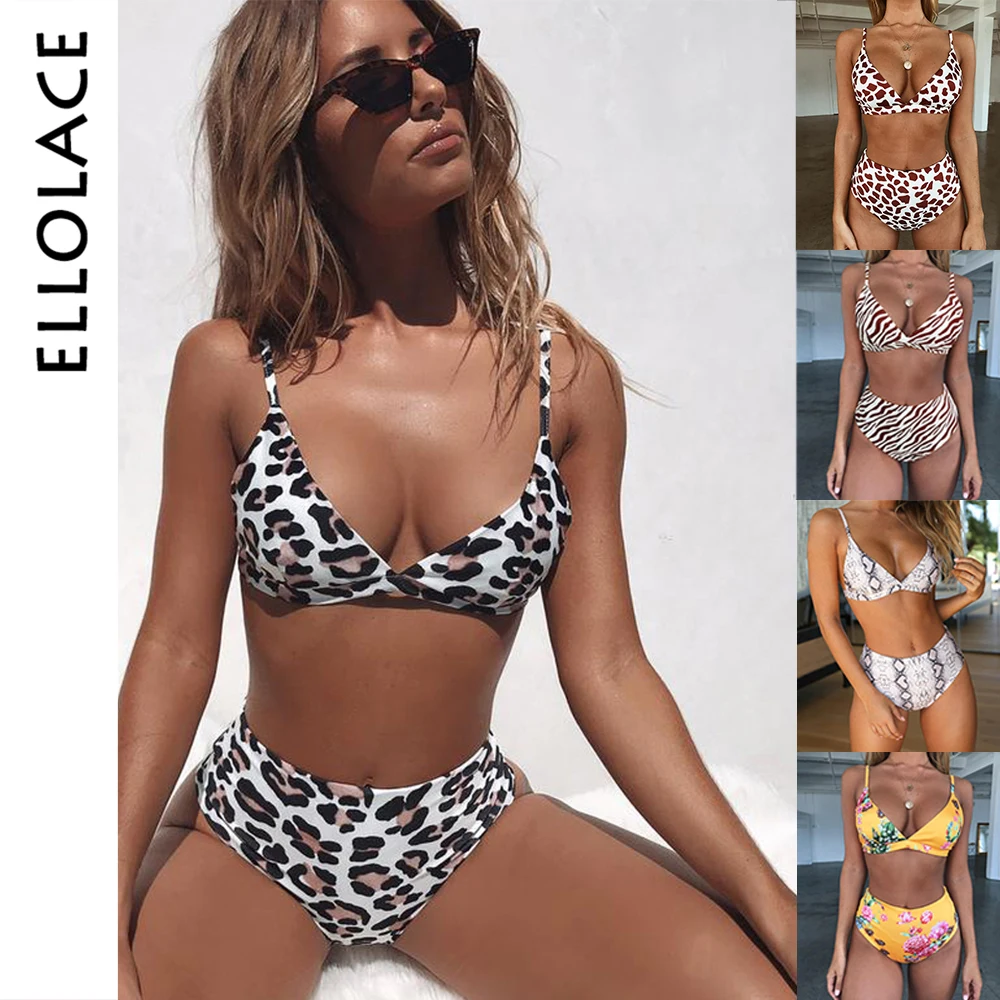 

Ellolace Women's Swimming Suit Bikini Set Two Piece Mint Print Summer Vacation Sexy Leopard Separate Swimsuits Bathing suit