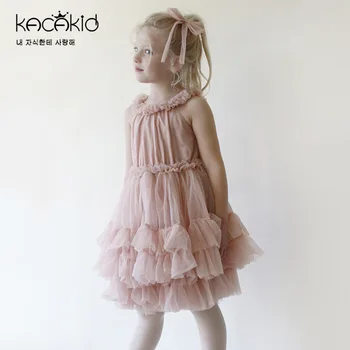 

Kacakid Fashion Girls Lace Dress Summer Princess Party Dresses Children sweet girls lace dress baby Clothes 4 colors