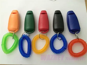 

5000pcs/lot* Dog Pet Click Clicker whistle with wrist strap PET Whistle Combination Trainer repeller Aid