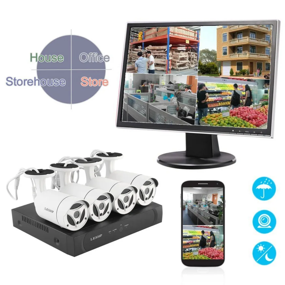

720P HD CCTV Security Camera 4CH AHD Video Surveillance Kit Household Recording Camera Home Security System EU Plug