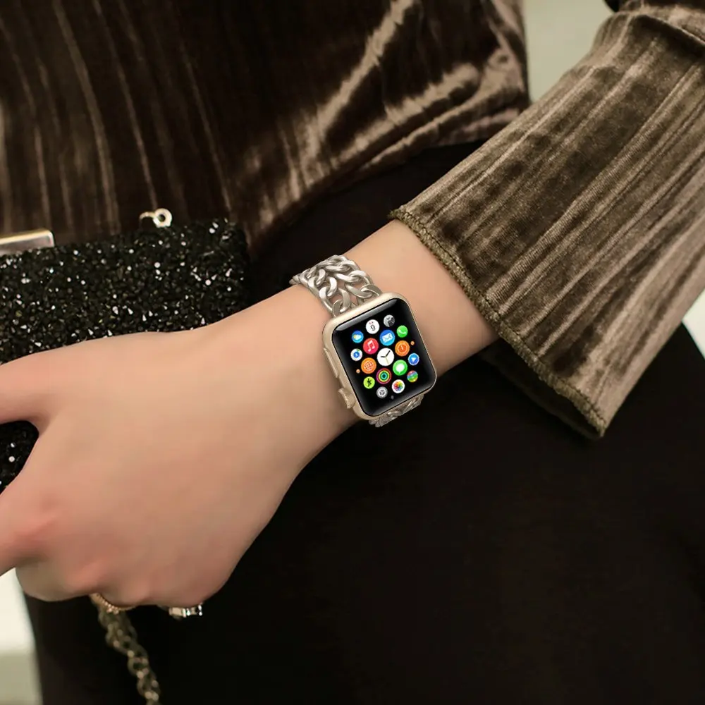 2018 ковбойский ремешок цепочка для Apple Watch 38 мм 42 серия 3 2 1 нержавеющая сталь металл