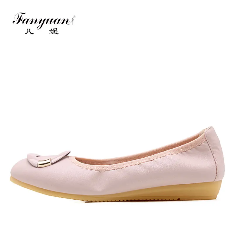 

Fanyuan Loafers Women Soft Leather Ballet Flats Casual Women Nurse Shoes Slip On moccasins Spring Female Walking Shoes Black