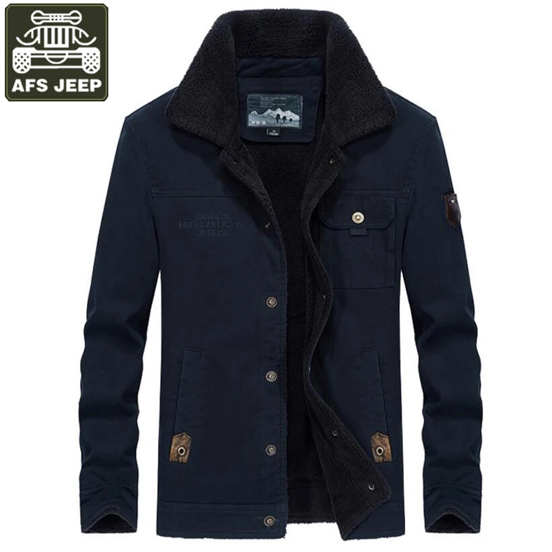 

AFS JEEP Winter Jacket Men Thick Warm Windbreaker Coat Men Military Fleece Wool Liner Loose Parka Men Jacket Big Size M-5XL