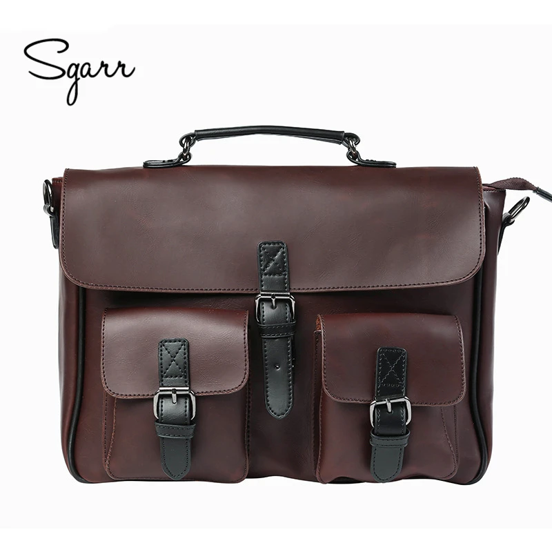 Crazy Horse PU Leather Men's Briefcase Vintage Men Messenger Bags shoulder bag Men Business Handbags Contract Bags Laptop Bag Crazy Horse PU Leather Men's Briefcase Vintage Men Messenger Bags shoulder bag Men Business Handbags Contract Bags Laptop Bag