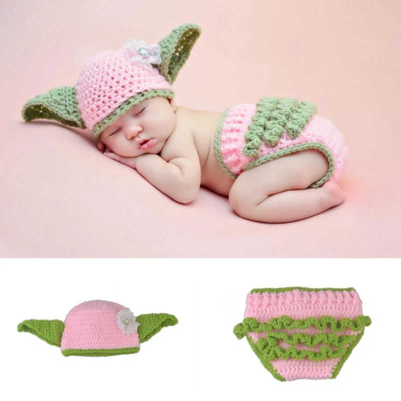 Вязаный детский костюм для новорожденных; реквизит для фотосессии; вязанная детская шапка с бантом; реквизит для фотосессии для новорожденных; Милая одежда для маленьких девочек - Цвет: E207736