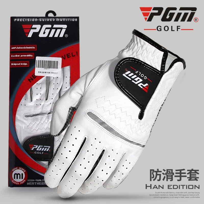 Pgm 1pcs Golf Gloves For Men White Gloves Male Sheepskin Slipresistant