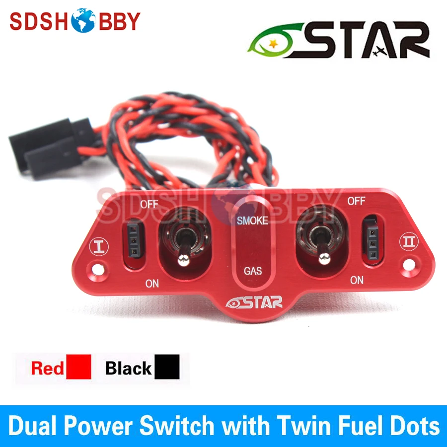 

6STARHOBBY Heavy Duty Metal Dual Power Switch with Dual Fuel Dots for RC Airplane (upgraded from ST4007)