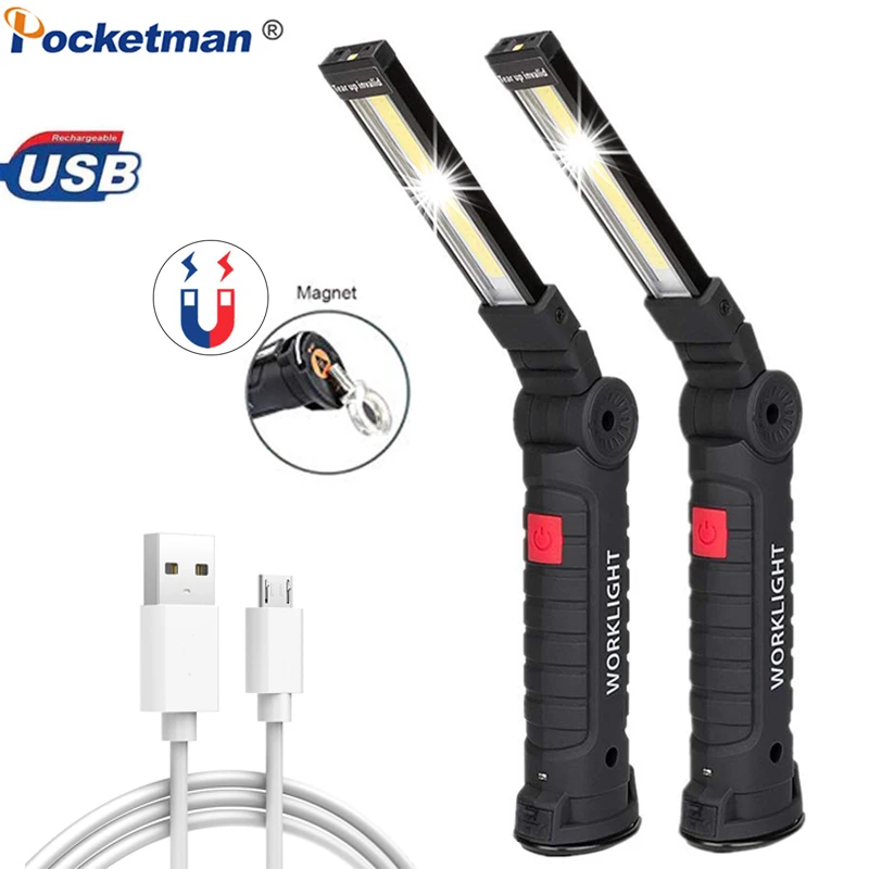 Outdoor Portable COB LED Work Light Waterproof USB Rechargeable Maintenance Lamp 