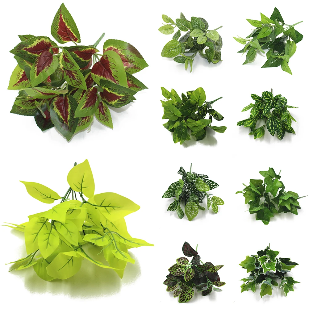 Garden Decoration Leaf Artificial Green Leaves Plants Grass Fake Flowers Home Decor For Wedding Party 33*20cm | Дом и сад
