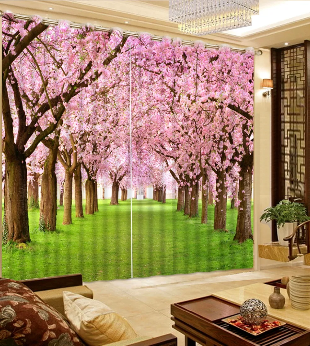 

3d curtain Custom any size flower window curtains pink scenery forest model home curtains Curtains for living room High Quality