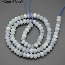 Граненый ромб резки Натуральный аквамарин 4x6 мм Камень Rondelle Spacer Loose бусины ювелирных изделий высокого качества