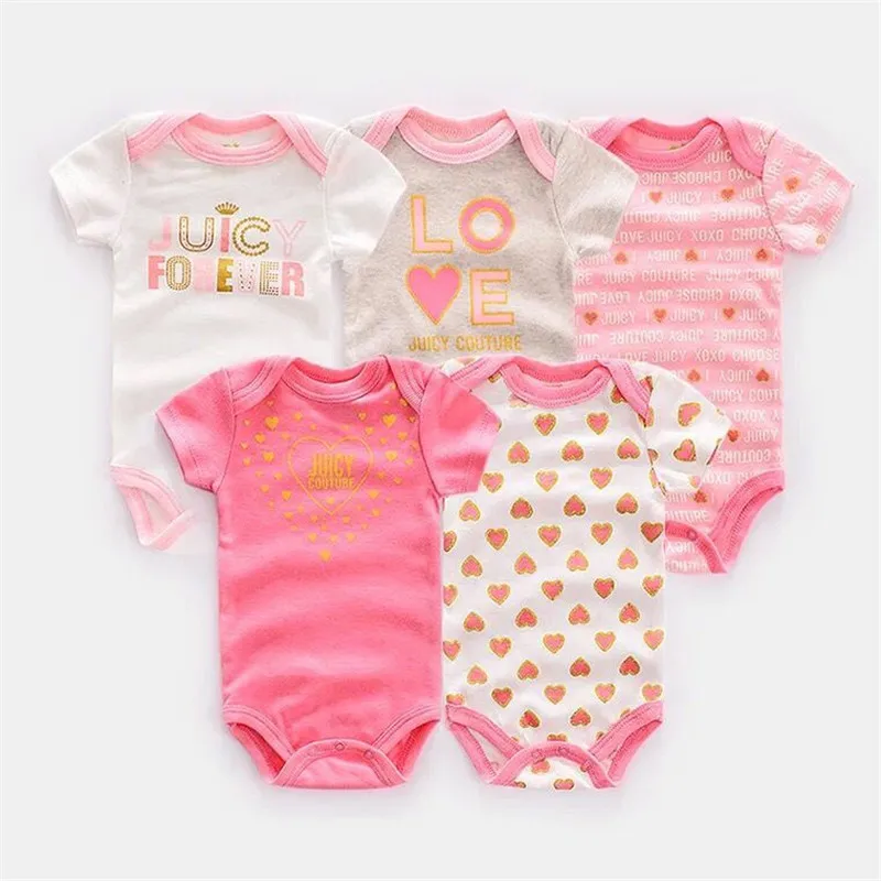 Комплект летней одежды для малышей, одежда из хлопка для новорожденных 5 шт./лот, комбинезон с короткими рукавами, милый комбинезон для маленьких мальчиков и девочек возрастом от 0 до 12 месяцев - Цвет: 4