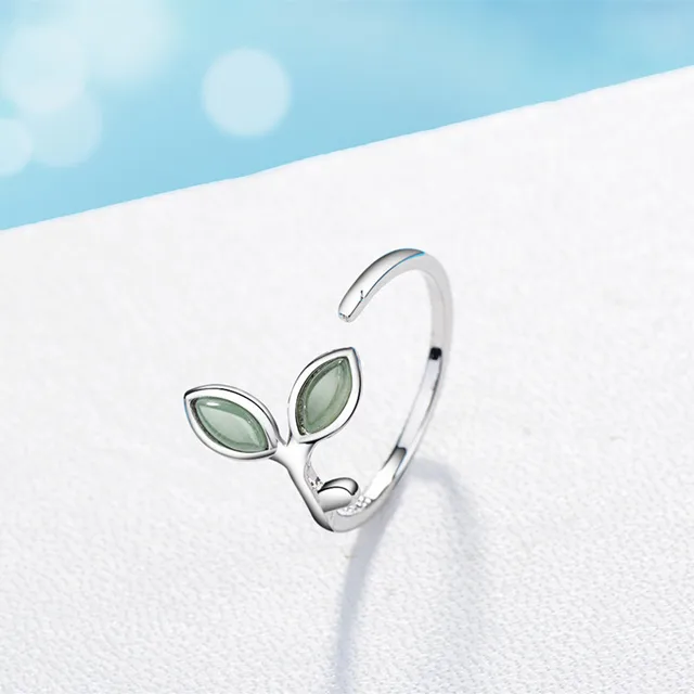 TJP New Arrival Leaf Crystal Female Finger Rings Adjustable Trendy 925 Sterling Silver Rings For Girl Party Accessories Birthday