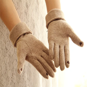 

VISNXGI New Design Gloves Fashion Women's Winter Wool Gloves Elegant Warm Touched Bow Glove Mittens Cashmere Mitaine Guantes