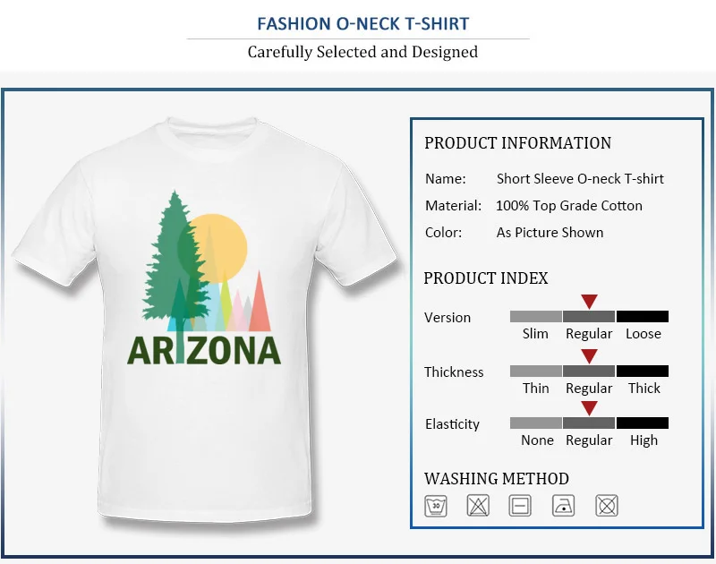 Normal T-shirts 2018 Newest Round Collar Arizona Trees Cotton Fabric Men's Tops Tees Classic Short Sleeve Sweatshirts Arizona Trees