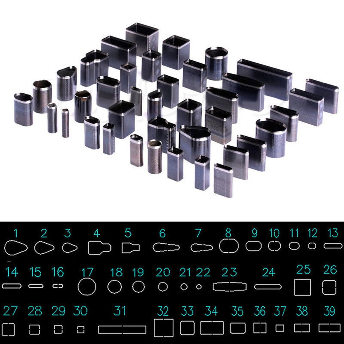 1 Set 39 Shape Style Hole Hollow Cutter Punches Mayitr Leather Punch Set Metal Craft DIY Handmade Tool for Cell Phone Holster