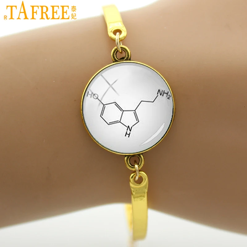 TAFREE серотонин браслет Новая мода ручной работы Винтаж биология химия химическая формула браслеты Teather подарки Ювелирные изделия T509