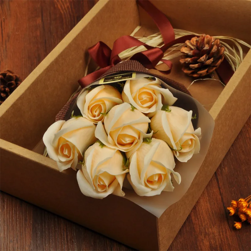 7 шт. искусственные розы мыло букеты букет гвоздик Подарочная коробка женский день Святого Валентина романтический подарок Креативный подарок на день рождения коробка