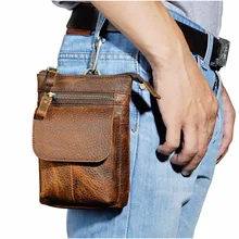 Кожаная мужская многофункциональная дизайнерская маленькая дорожная сумка-мессенджер через плечо модная поясная сумка на пояс чехол для сигарет 611-18d