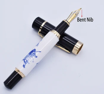 

Jinhao Calligraphy Fountain Pen Bent Nib Three Kingdoms Character Painting, Fude Big Size Writing Gift Pen for Office School