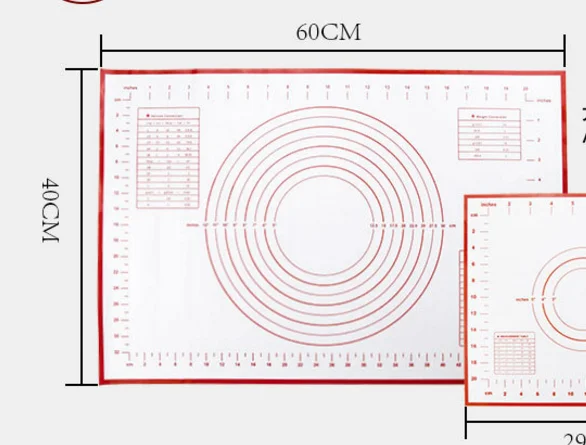 Антипригарный силиконовый коврик для выпечки коврик для замеса теста выпечки прокатки кондитерских изделий коврик для выпечки вкладыши колодки Инструменты для приготовления пищи - Цвет: 40X60 Red