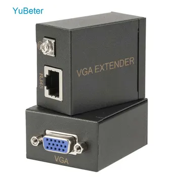 

YuBeter VGA Extender Repeater Over cat5e/6 Cable Up to 60 Meter Extender VGA Adapter Signal Amplifier Booster For DVD Laptop PC