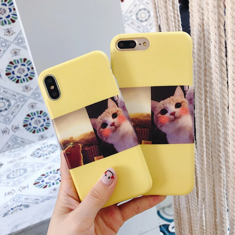 Туманно красота милый мультфильм чехол для телефона iPhone 7 8 6 S плюс Silicagel Кот