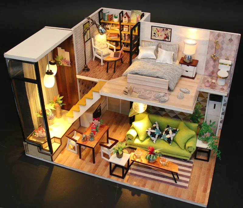 DIY Wooden Miniatures LED Doll House Japanese Tatami Christmas Kids Birthday Party Girl's Gift Toys Fine Furniture Set Pre-order (2)