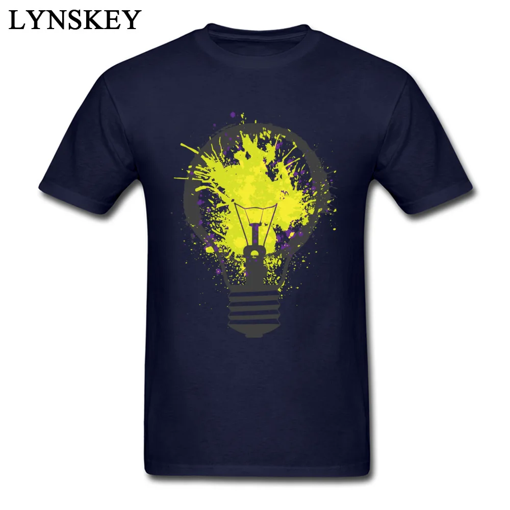 O-Neck 100% Cotton Mens T-shirts Unique Short Sleeve Tops Shirts Slim Fit Birthday Clothing Shirt Splash Electricity Splash Electricity navy