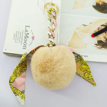 

Fashion Ribbon Pompon Ball Key Chains Handmade Handbags Pendant Jewelry Keyring Ornament Decor Cute Keychain Gifts for Friends