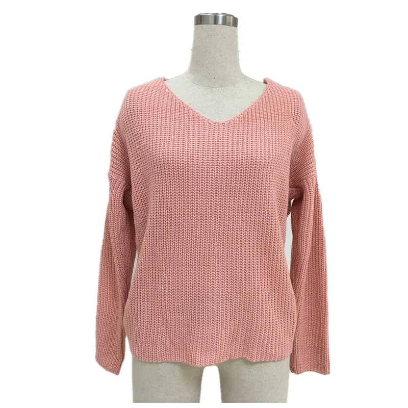 Осенне-зимний модный однотонный Повседневный офисный женский свитер с длинными рукавами, пуловер с круглым вырезом, длинный женский свитер - Цвет: Skin Powder