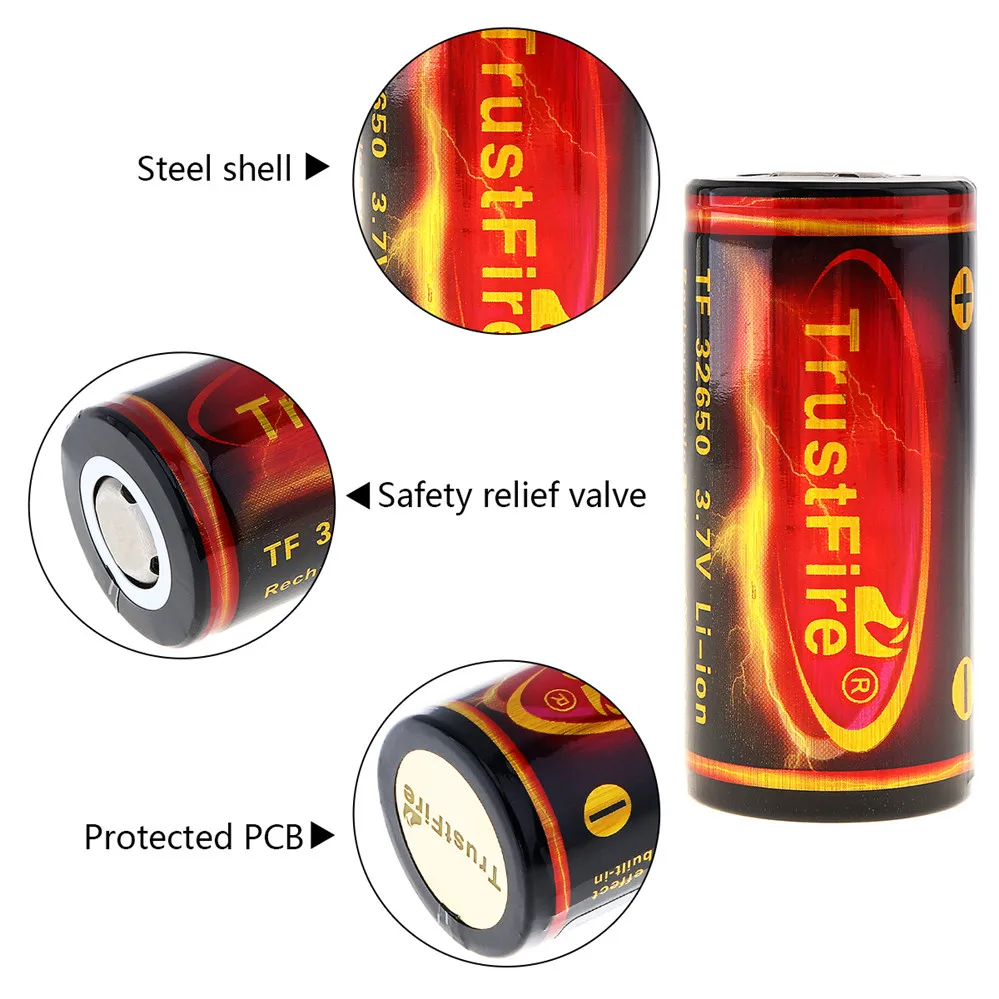 TrustFire 6000mah 3 7 V Bateria 32650 литий ионная аккумуляторная батарея с печатной платой