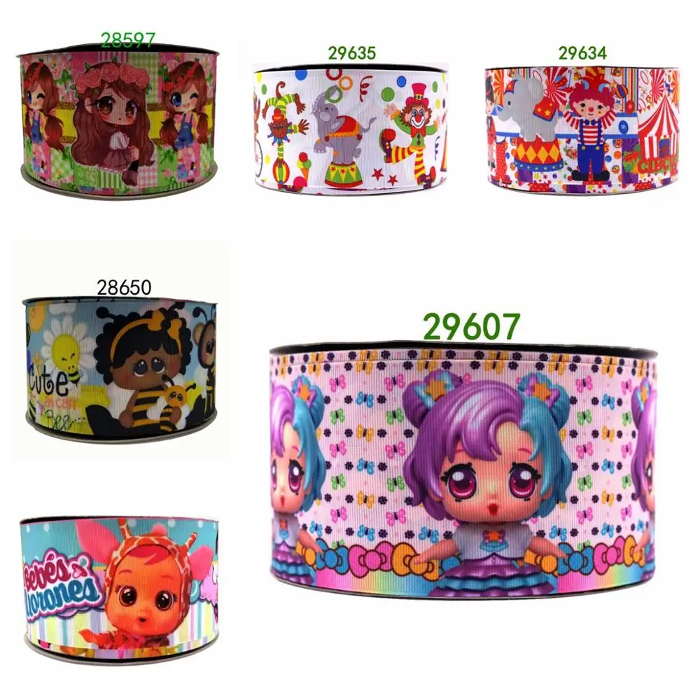 

Free shipping 50 yard per size cartoon ribbon printed grosgrain ribbon 29635