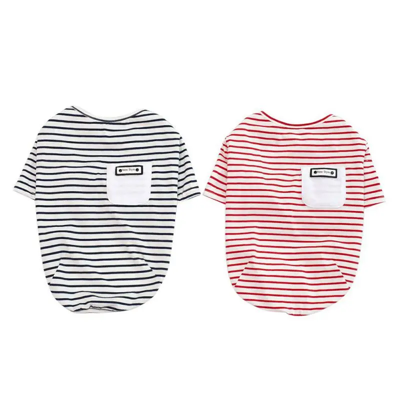 

Pet Dogs Striped Pattern Cotton Short Sleeve Casual Vests for Spring and Summer Puppy Soft Cloth for Pet Dog Puppy Supplies