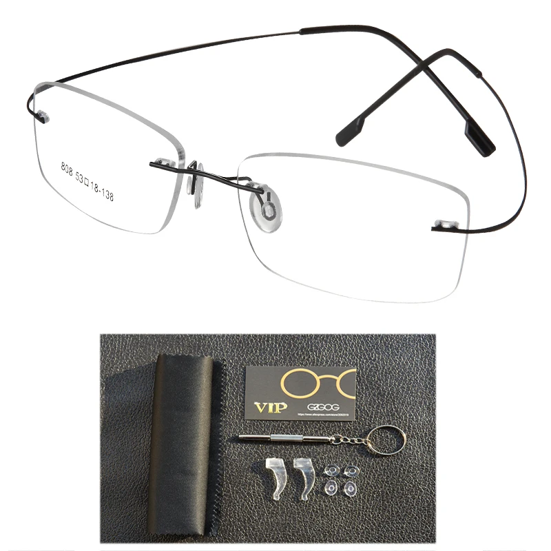 

Pure Titanium Eyeglasses Rimless flexible Optical Frame Prescription Spectacle Frameless Glasses Eye glasses